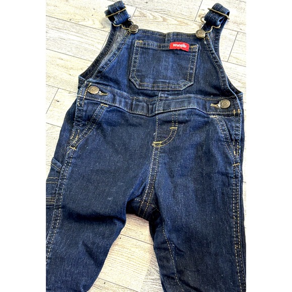 Wrangler Baby Overalls Denim Dark Blue Carpenter Western Rodeo Country 0-3 month - Picture 1 of 8